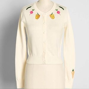 Collectif Vibrant Veggies Embroidered Cardigan